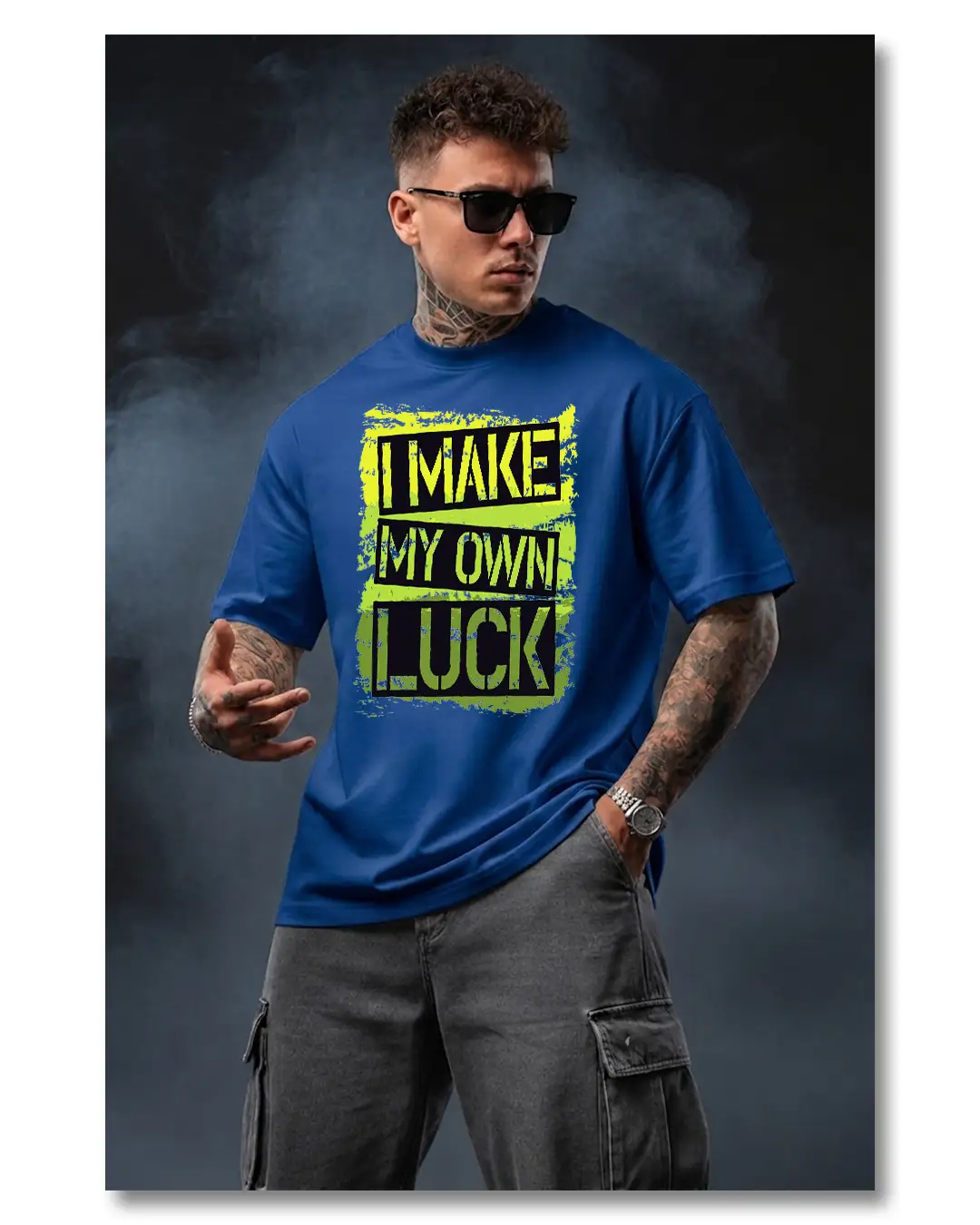 I MAKE MY OWN LUCK 1 Royal Blue
