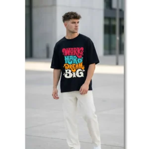 PUGAROO Work Hard Dream Big 02 Men's Oversized T-Shirt